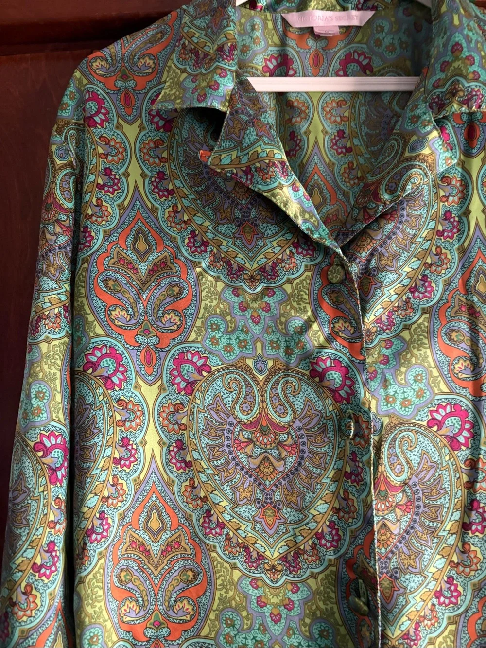 VTG 90s/Y2K Victoria's Secret Teal and Green Paisley Satin Pajama Set Medium
